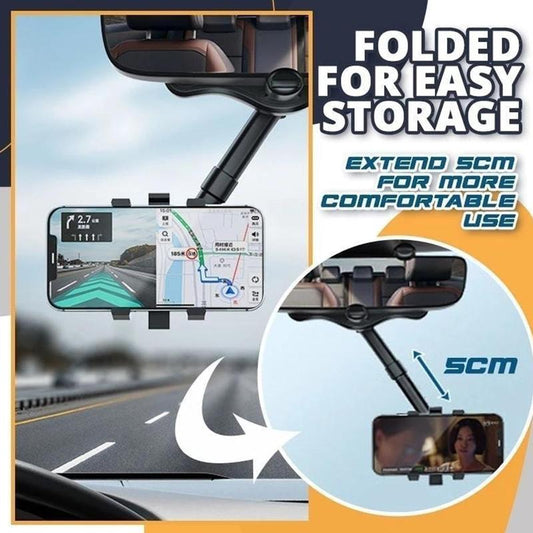 FlexiGrip 360: Universal Rear-view Mirror Phone Mount - Easy-Adjust, Secure-Hold Car Navigator Naash