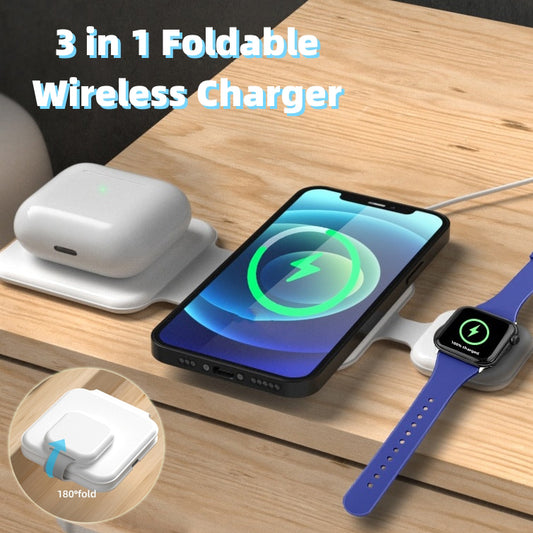 3-in-1 Magnetic Foldable Wireless Charger - Fast Multi-Device Charging Station for All Mobile Phones Naash