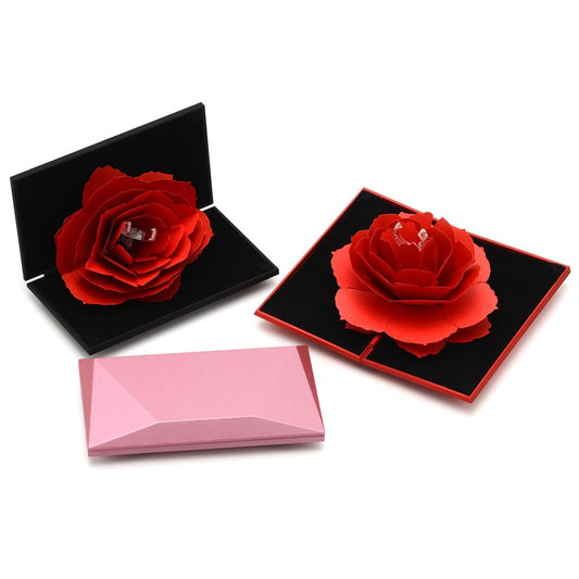 3D Love Box Heart-shaped Rose Flower Rotating Ring Box Valentines Day Gift Naash